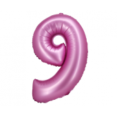 Folijas balons B&amp;C, cipars 9, satīna rozā, 76 cm