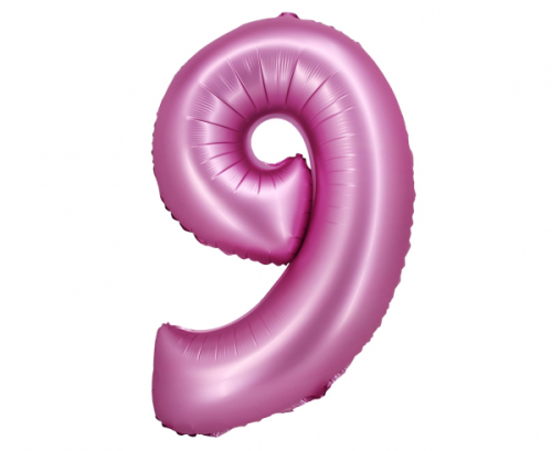 Folijas balons B&amp;C, cipars 9, satīna rozā, 76 cm