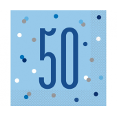 Paper napkins Glitz 50, 33x33 cm, blue, 16 pcs