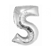 Воздушный шарик из фольги Smart, цифра 5, серебро, 76 см