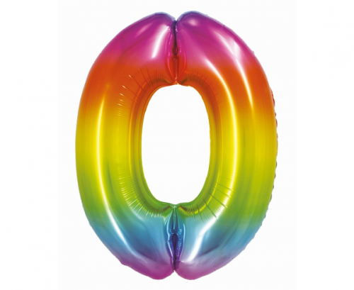Folijas balons Smart, cipars 0, varavīksne, 76 cm