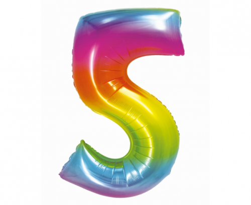 Foil balloon Smart, digit 5, rainbow, 76 cm