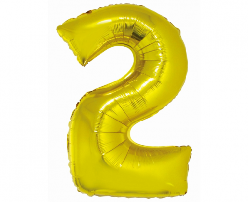 Folija balons Smart, cipars 2, zelts, 76 cm