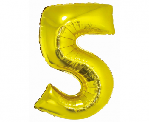 Folija balons Smart, cipars 5, zelts, 76 cm