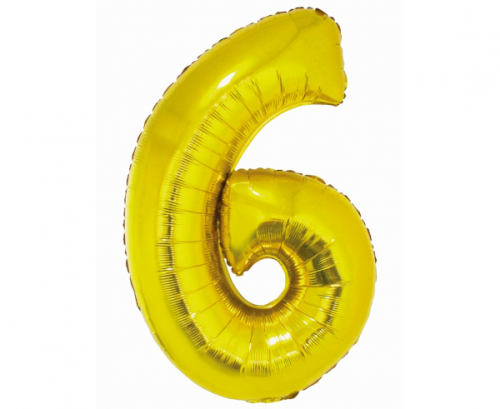 Folija balons Smart, cipars 6, zelts, 76 cm