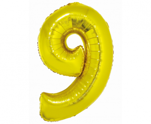 Folija balons Smart, cipars 9, zelts, 76 cm