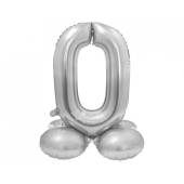 Воздушный шар из фольги Smart, постоянная цифра 0, серебро, 72 см