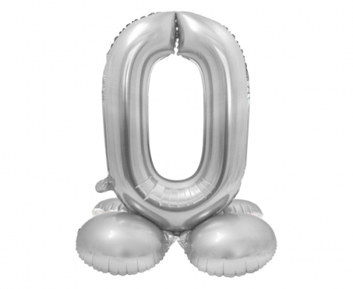 Folija balons Smart, stāvošs cipars 0, sudrabs, 72 cm
