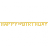 Glitter vītne &quot;Daudz laimes dzimšanas dienā&quot;, zelts, 160x11 cm