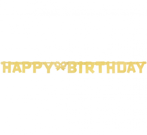 Glitter vītne &quot;Daudz laimes dzimšanas dienā&quot;, zelts, 160x11 cm