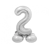 Воздушный шар из фольги Smart, цифра 2, серебро, 72 см