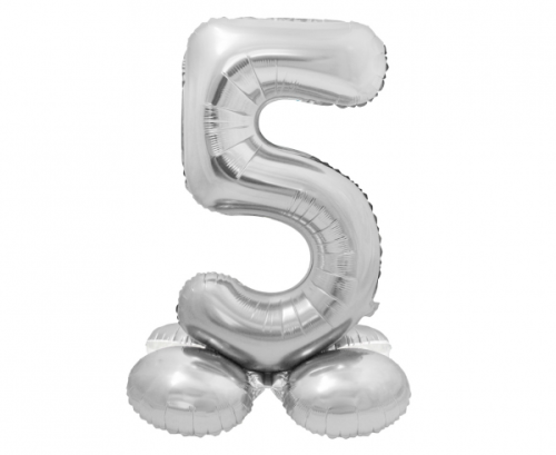 Воздушный шар из фольги Smart, цифра 5, серебро, 72 см