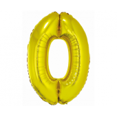 Folija balons Smart, cipars 0, zelts, 76 cm