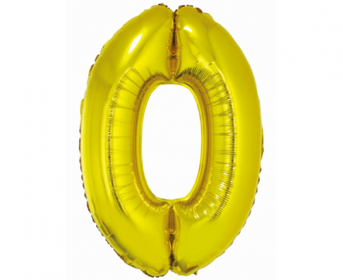 Folija balons Smart, cipars 0, zelts, 76 cm