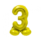 Folija balons Smart, stāvošs cipars 3, zelts, 72 cm