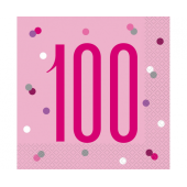 Papīra salvetes Glitz 100, 33x33 cm, rozā, 16 gab