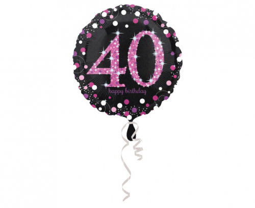Standard Pink Celebration 40 Foil Balloon, round, S55, packed, 43 cm Standard Pink Celebration 40 Foil Balloon, round, S55, packed, 43 cm
