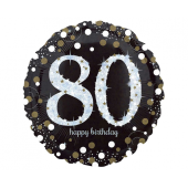 Standard Sparkling Birthday 80 Воздушный шар из фольги круглый S55 в упаковке, 43 см