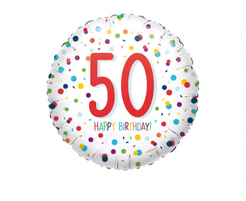 Standard EU Confetti Bday 50 Foil Balloon S40 packaged