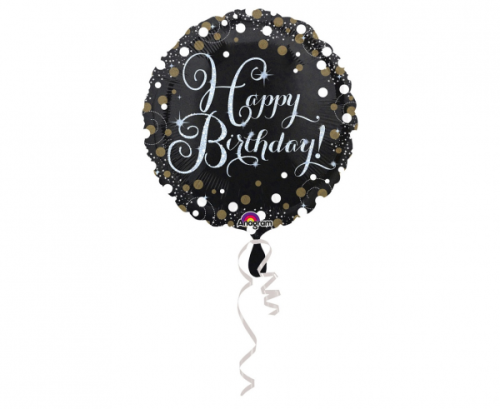 Standarta dzirkstošais dzimšanas dienas folijas balons, apaļš S55, iepakots 43 cm