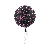 Стандартный воздушный шар из фольги &quot;Pink Celebration - HBD&quot;, круглый, S55, в упаковке, 43 см