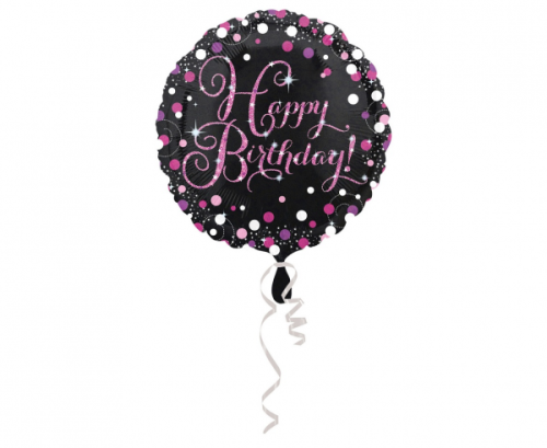 Standarta &quot;Pink Celebration - HBD&quot; folijas balons, apaļš, S55, iepakots, 43 cm