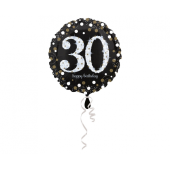 Standarta dzirkstošais dzimšanas dienas 30 folijas balons S55, iepakots 43 cm