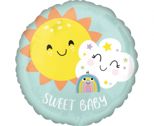 Standard Sweet Baby Rainbow Foil Balloon S40 Packaged