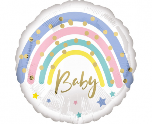 Standard Pastel Rainbow Baby Foil Balloon S40 Packaged