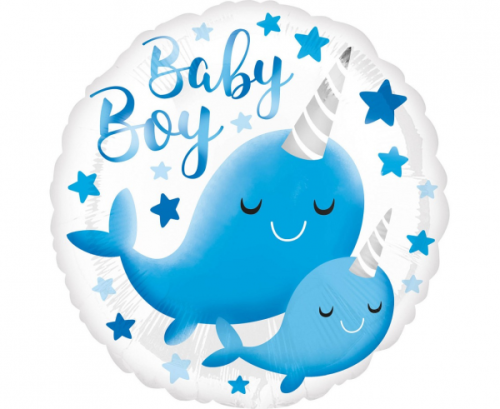 Standarta HX Narwhal Baby Boy folijas balons S40 iepakots