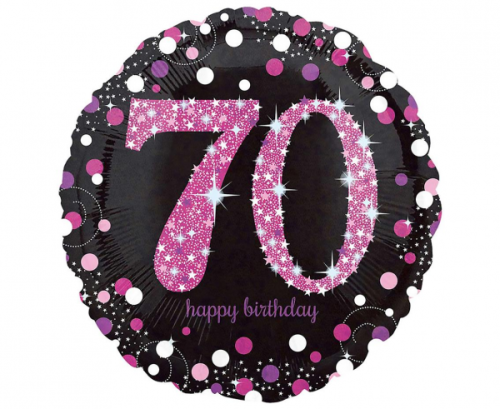 Standard Pink Celebration 70 Foil Balloon, round, S55, packed, 43 cm