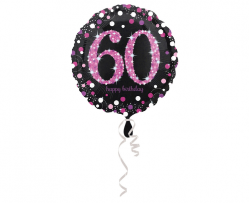 Standard Pink Celebration 60 Foil Balloon, round, S55, packed, 43 cm Standard Pink Celebration 60 Foil Balloon, round, S55, packed, 43 cm
