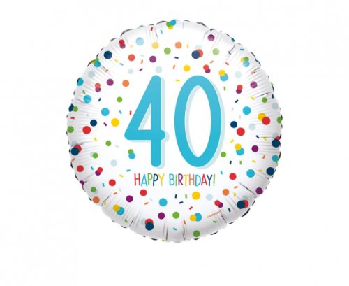 Standard EU Confetti Bday 40 Foil Balloon S40 packaged