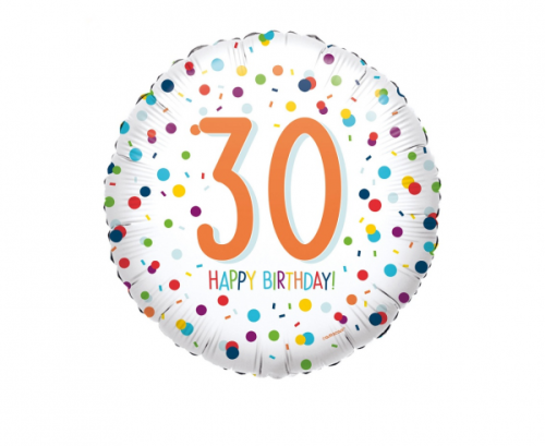 Standard EU Confetti Bday 30 Foil Balloon S40 packaged