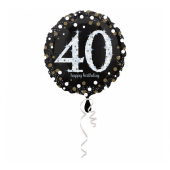 Folijas balons Nr. 40, Dzirkstošais dzimšanas diena, 40, izmērs 43 cm