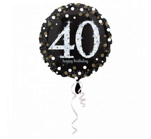 Folijas balons Nr. 40, Dzirkstošais dzimšanas diena, 40, izmērs 43 cm Folijas balons Nr. 40, Dzirkstošais dzimšanas diena, 40, izmērs 43 cm