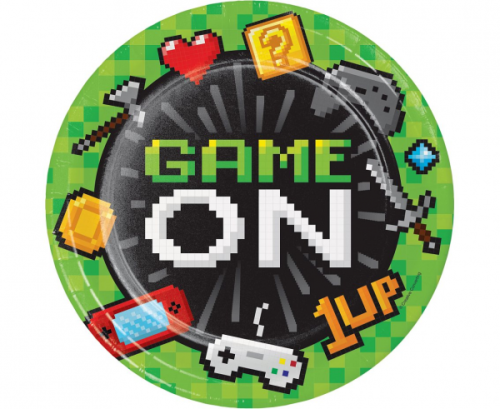 Paper plates GAMING PARTY, 22.2 cm, 8 pcs