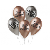 Shiny Premium Helium baloni Just Married Mr&amp;Mrs, 13&quot; / 5 gab