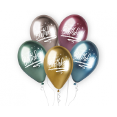 Spīdīgi Premium hēlija baloni Daudz laimes dzimšanas dienā, 13&quot; / 5 gab