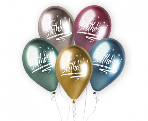 Spīdīgi Premium hēlija baloni Daudz laimes dzimšanas dienā, 13&quot; / 5 gab