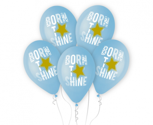 Premium Helium baloni Born to Shine (zili), 13&quot; / 5 gab