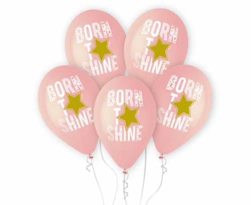 Premium Hēlija baloni Born to Shine (rozā), 13&quot; / 5 gab