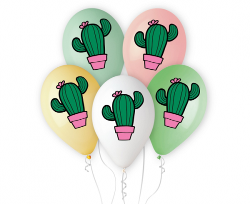 Premium Hēlija baloni Kaktuss ar Ziedu, 13&quot; / 5 gab