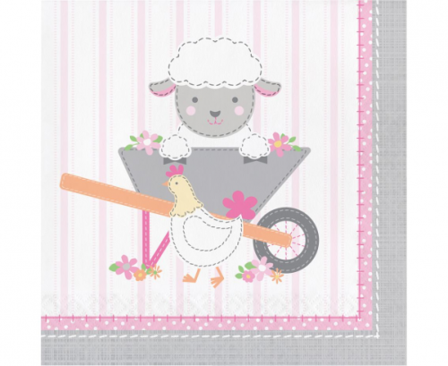 Paper napkins Farmhouse Birthday,pink, 33x33 cm, 16 pcs