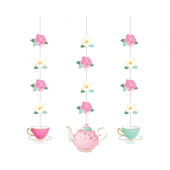 Hanging cutouts Floral Tea Party, 3 pcs