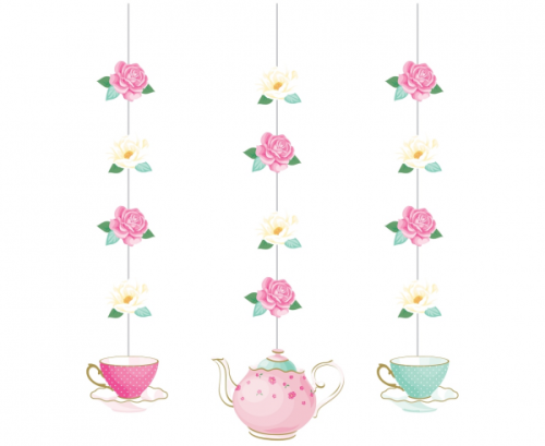 Hanging cutouts Floral Tea Party, 3 pcs