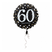 Folijas balons Nr. 60, Dzirkstošais dzimšanas diena, 60, izmērs 43 cm