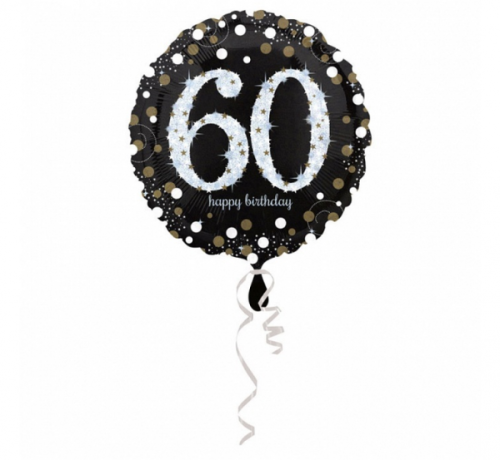 Folijas balons Nr. 60, Dzirkstošais dzimšanas diena, 60, izmērs 43 cm Folijas balons Nr. 60, Dzirkstošais dzimšanas diena, 60, izmērs 43 cm