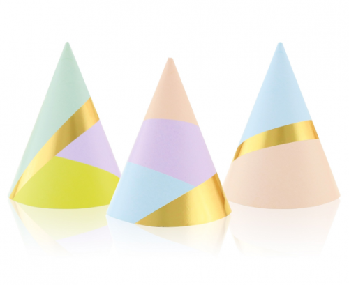 Paper hats Pastel Party, 6 pcs