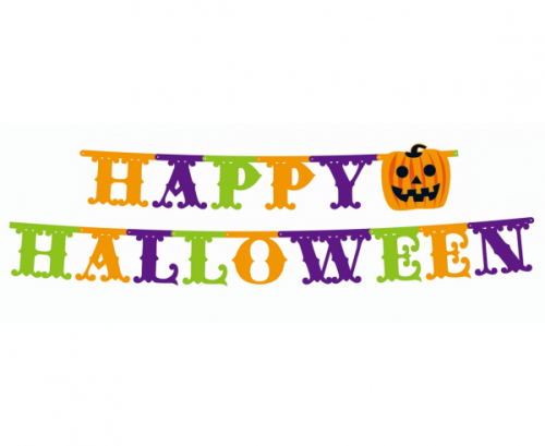 Бумажная гирлянда Happy Halloween, большие буквы, размер 350х21 см